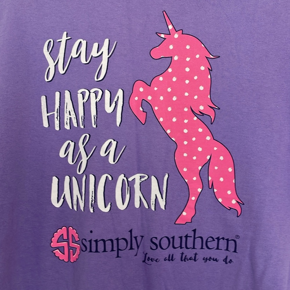 Simply Southern "Unicorn" Purple Short Sleeve Tee Size X-Large